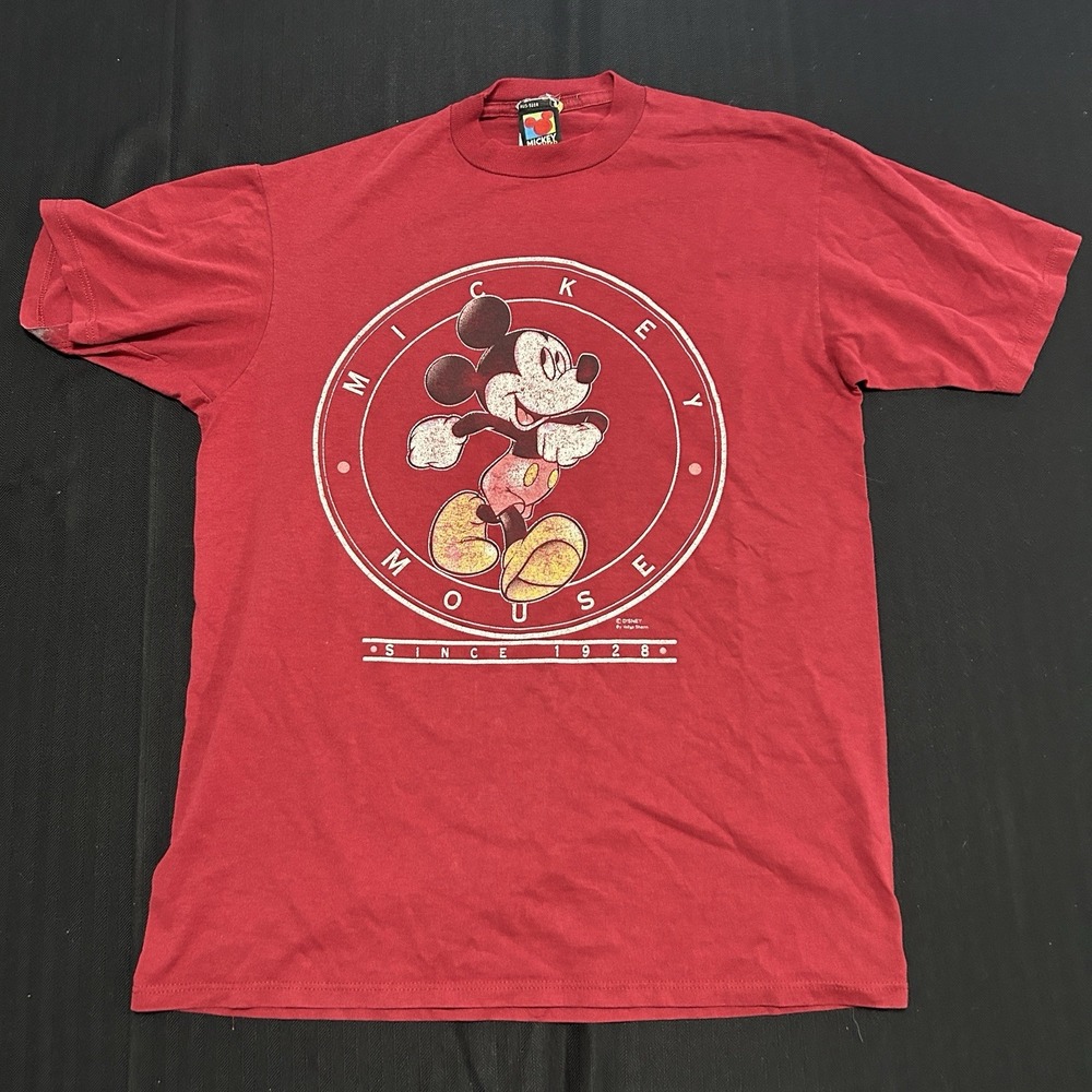 Vintage Mickey Mouse Graphic T Shirt Adult Large Red 90s Short Sleeve Disney